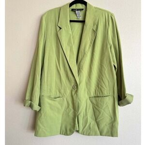 Sag Harbor Green Single Button Structured Blazer Jacket 16 Old Money Preppy